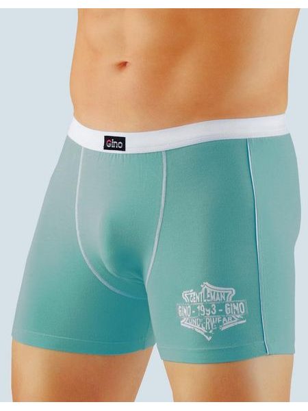 Pánské boxerky s delší nohavičkou, delší nohavička, šité, s potiskem Max III 74071P - tyrkysová bílá