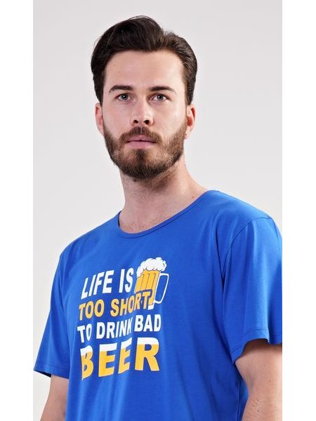 Pánské pyžamo šortky Life is beer - modrá