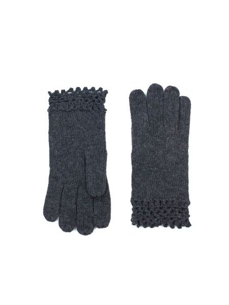 Vlněné rukavičky s krajkou šedé