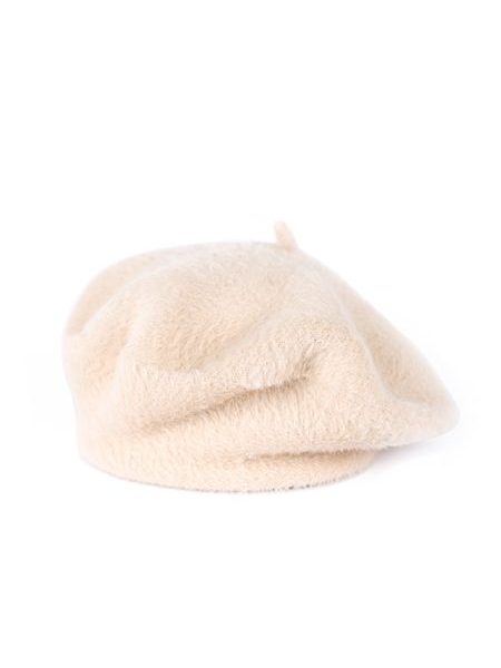 Chlupatý dámský baret ecru