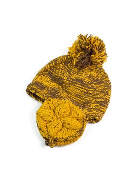 Hořčicová čepice s ušima