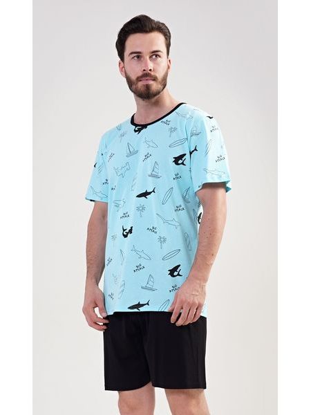 Pánské pyžamo šortky Oceán - azurová