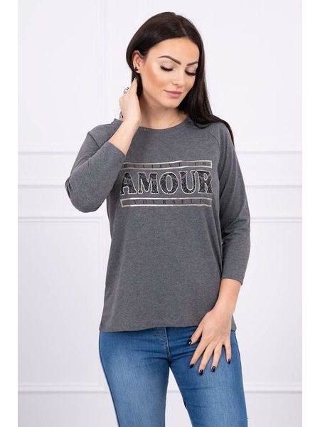 Tričko s nápisem "AMOUR", tmavě šedá S/M - L/XL