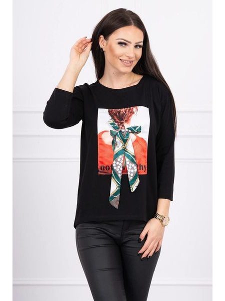 Tričko s 3D grafikou "NOTEWORTHY", černá