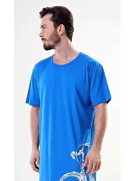 Pánská noční košile s krátkým rukávem Velké kolo - světle šedá