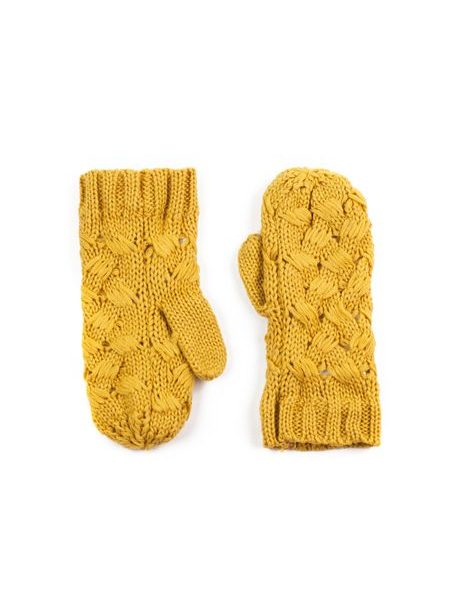 Palcové rukavice proplétané žluté