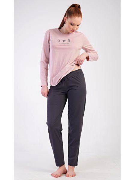 Dámské pyžamo dlouhé Morning - pudrová