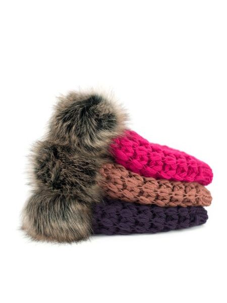 Set pletené čepice se šálou fialový