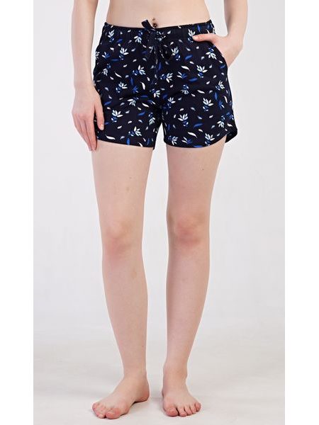 Dámské pyžamové šortky Listy - tmavě modrá
