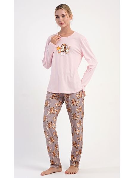 Dámské pyžamo dlouhé Olivia - světle lososová