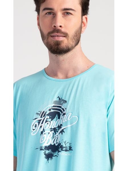Pánská noční košile s krátkým rukávem Honolua bay - azurová