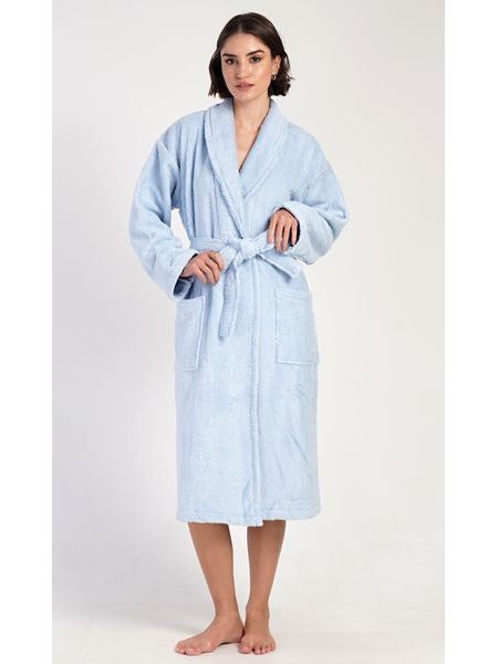 Dámský župan dlouhý se šálovým límcem Karolína - petrolejová