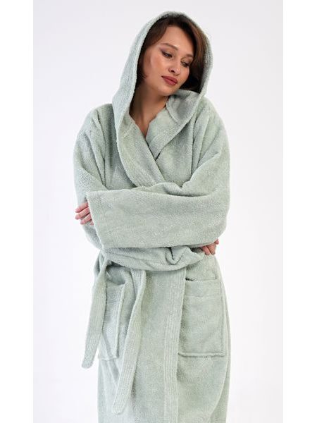 Dámský župan dlouhý s kapucí Máta - mátová