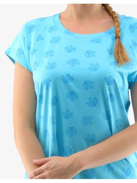 Košilka noční dámská krátký rukáv 19132P - sv. tyrkysová azurová