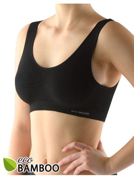 Dámská podprsenka se širokými ramínky, bez kostice, bezešvé, Eco Bamboo 07016P - černá