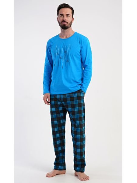 Pánské pyžamo dlouhé Tetris - modrá