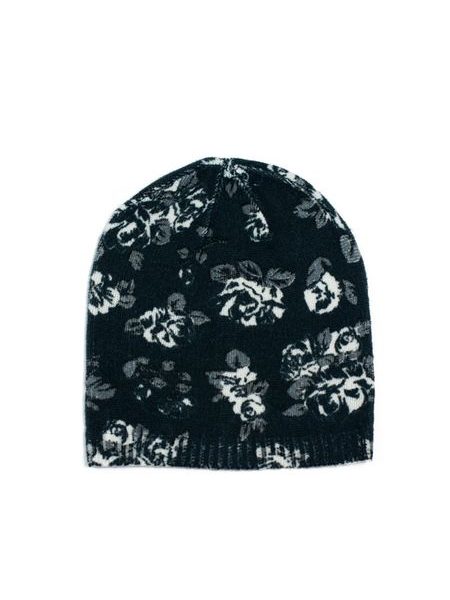 Čepice s květinovým potiskem černá