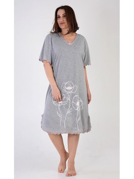 Dámská noční košile s krátkým rukávem Leona - šedá
