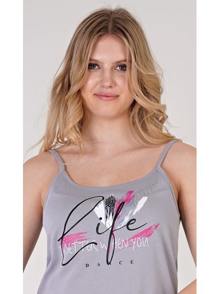 Dámská noční košile na ramínka Life - šedá