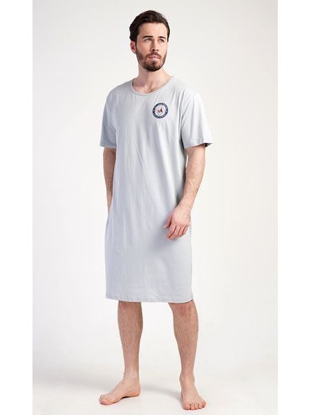 Pánská noční košile s krátkým rukávem Sea - šedá