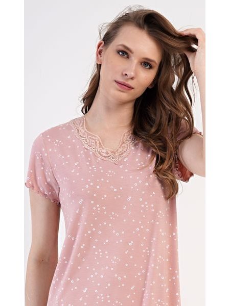 Dámská noční košile s krátkým rukávem Judita - lososová