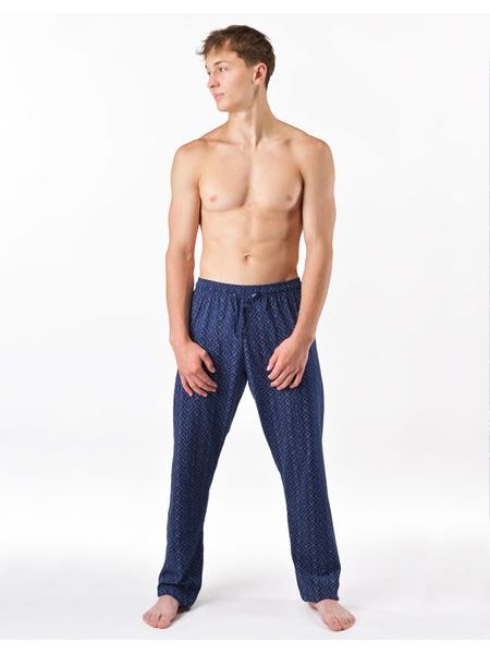 Pánské kalhoty dlouhé pyžamové, šité, klasické, s potiskem 79199 - lékořice bílá