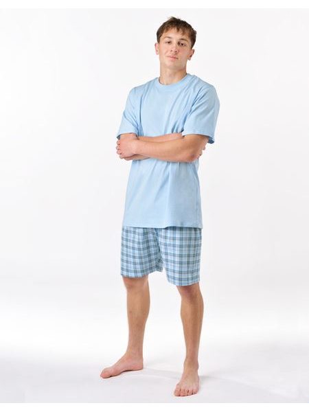 Pánské pyžamo krátké , šité, s potiskem 79188 - pomnenková bílá