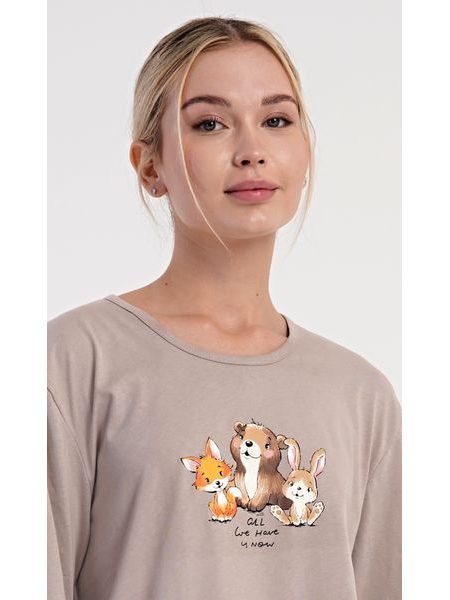 Dámské pyžamo dlouhé Olivia - bílá káva