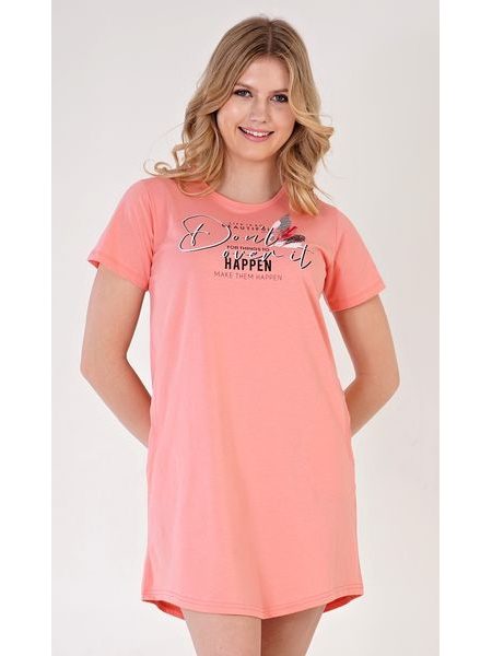 Dámské domácí šaty s krátkým rukávem Lucie - meruňková