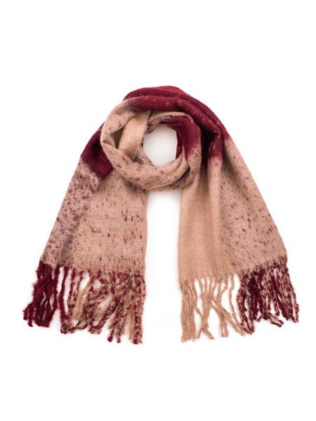 Zimní vzorovaný šál - vínovobéžový