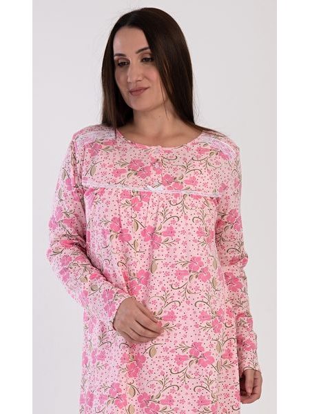 Dámská noční košile s dlouhým rukávem Estela - lososová