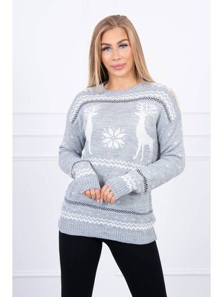 Šedý vánoční svetr se soby