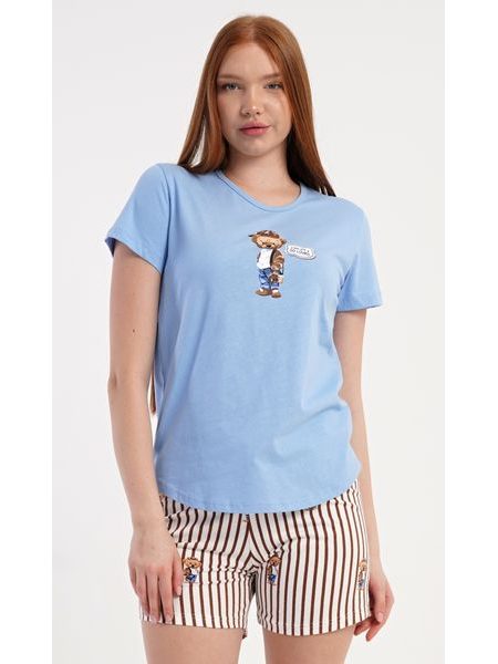 Dámské pyžamo šortky Bear - modrá