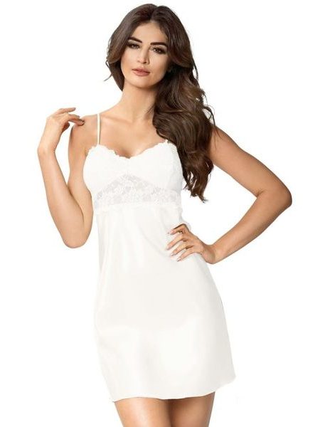 Luxusní saténová noční košilka Venus ecru