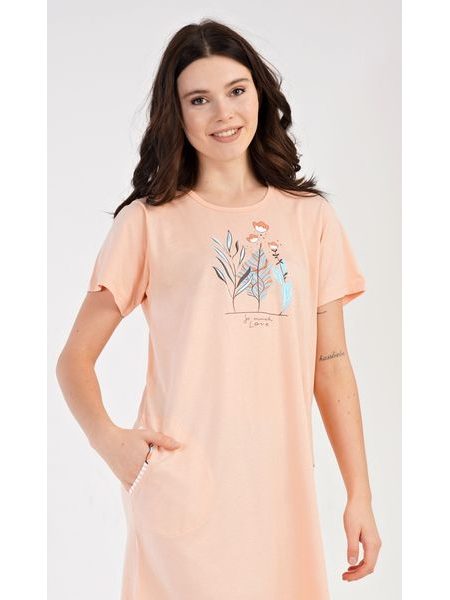 Dámské domácí šaty s krátkým rukávem Garden - meruňková