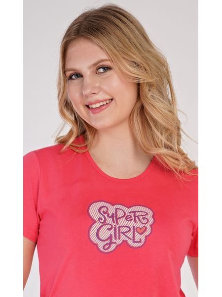 Dámské pyžamo šortky Super girl - korálová