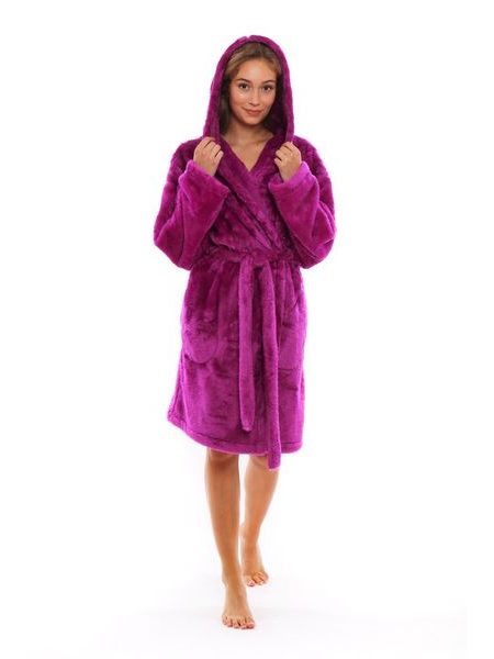 Dámský 3/4 hřejivý župan s kapucí LILLY EXTRA fuschiová