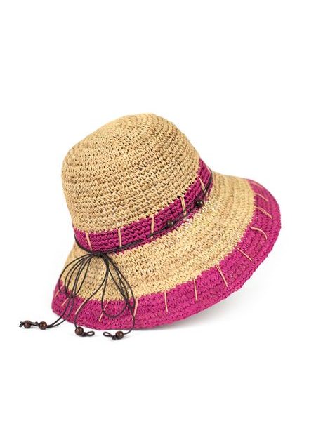 Dámský letní klobouk s oranžovým lemem - béžový