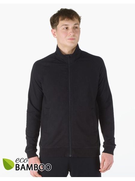 GINA pánské mikina s dlouhým rukávem, dlouhý rukáv, šité, jednobarevné ECO Bamboo Sport 99008P - černá