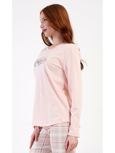 Dámské pyžamo dlouhé Coffee - světle lososová