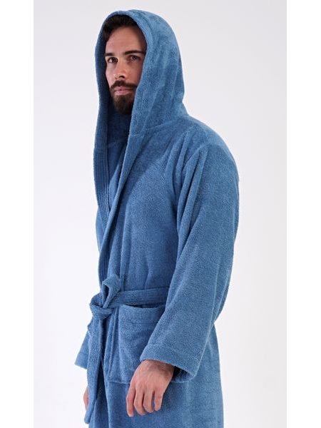 Pánský župan s kapucí Albert - modrošedá