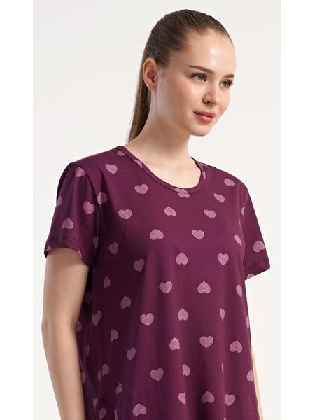 Dámské domácí šaty s krátkým rukávem Heart - vínová