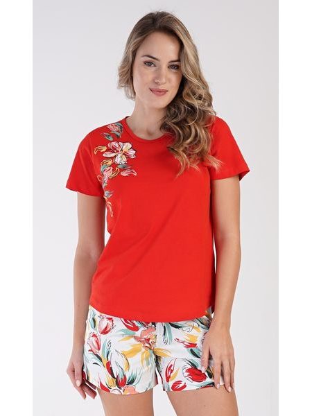 Dámské pyžamo šortky Sofie - červená