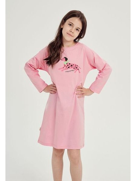 Dívčí noční košile Ruby růžová s dalmatinem