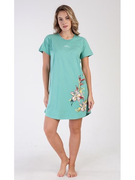 Dámská noční košile s krátkým rukávem Alenka - zelená