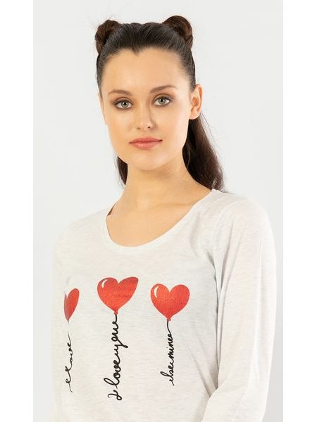 Dámské pyžamo dlouhé I love you - světle šedá