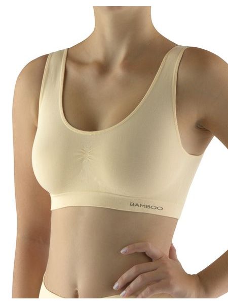 Dámská podprsenka se širokými ramínky, bez kostice, bezešvé, jednobarevné Eco Bamboo 07016P - tělová