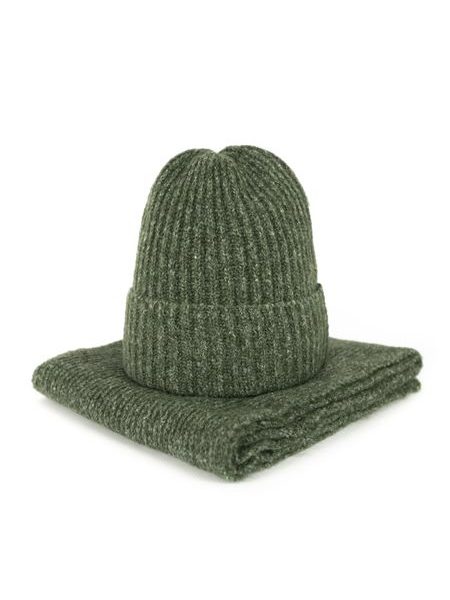 Sada čepice a šála - khaki