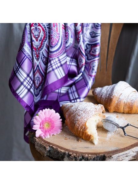 Klasický šátek s elegantními motivy - oranžový