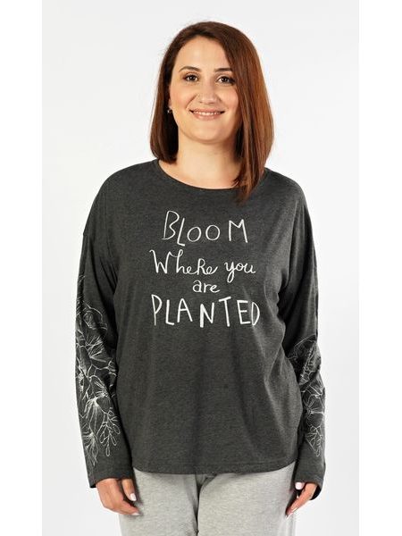 Dámské pyžamo dlouhé Berenika - tmavě šedá